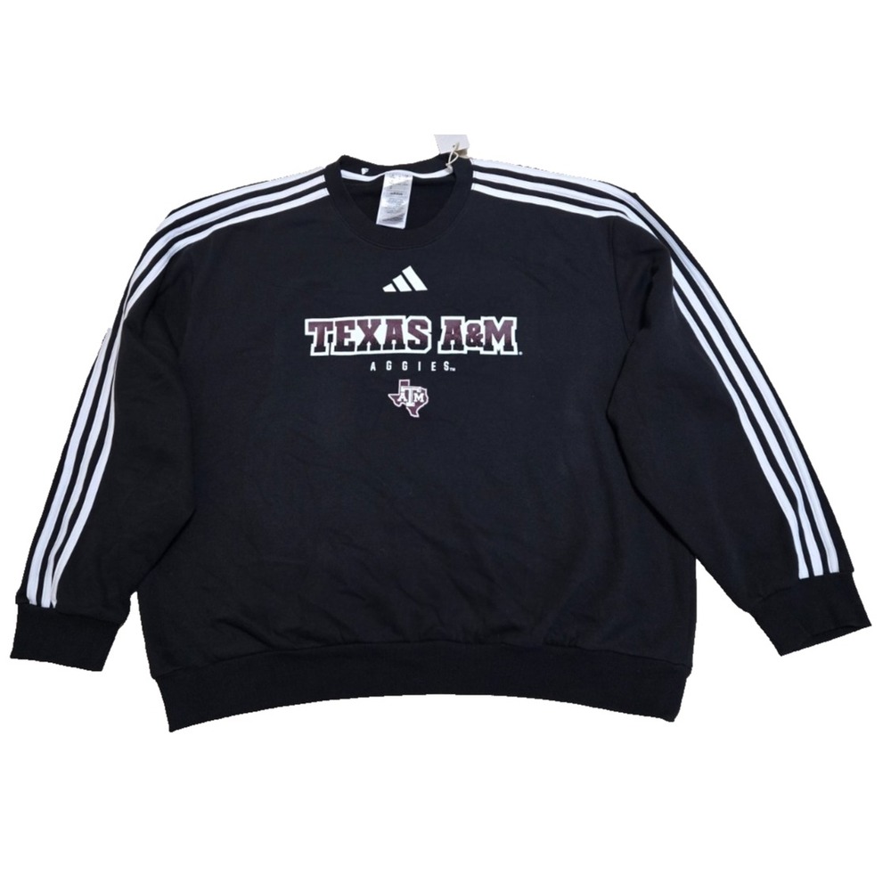 Adidas Texas A&M Aggies Crew Fleece Oversized Sweatshirt‎ Small Black NWT